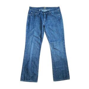 7 For All Mankind Jeans Womens Size 29 Blue Denim Flare Button Pocket